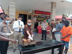 Read more about the article Kepala Kejaksaan Negeri Kaimana Menghadiri Kegiatan Pemusnahan Barang Bukti Ganja