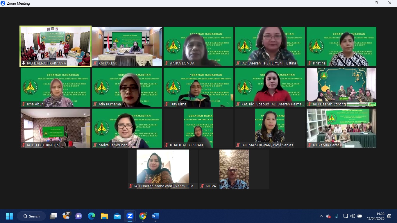 Read more about the article CERAMAH RAMADHAN MENJAGA MENTAL DAN EMOSI DI BULAN RAMADHAN IKATAN ADHYAKSA DHARMAKARINI WILAYAH PAPUA BARAT BERSAMA IKATAN ADHYAKSA DHARMAKARINI DAERAH SE-WILAYAH PAPUA BARAT